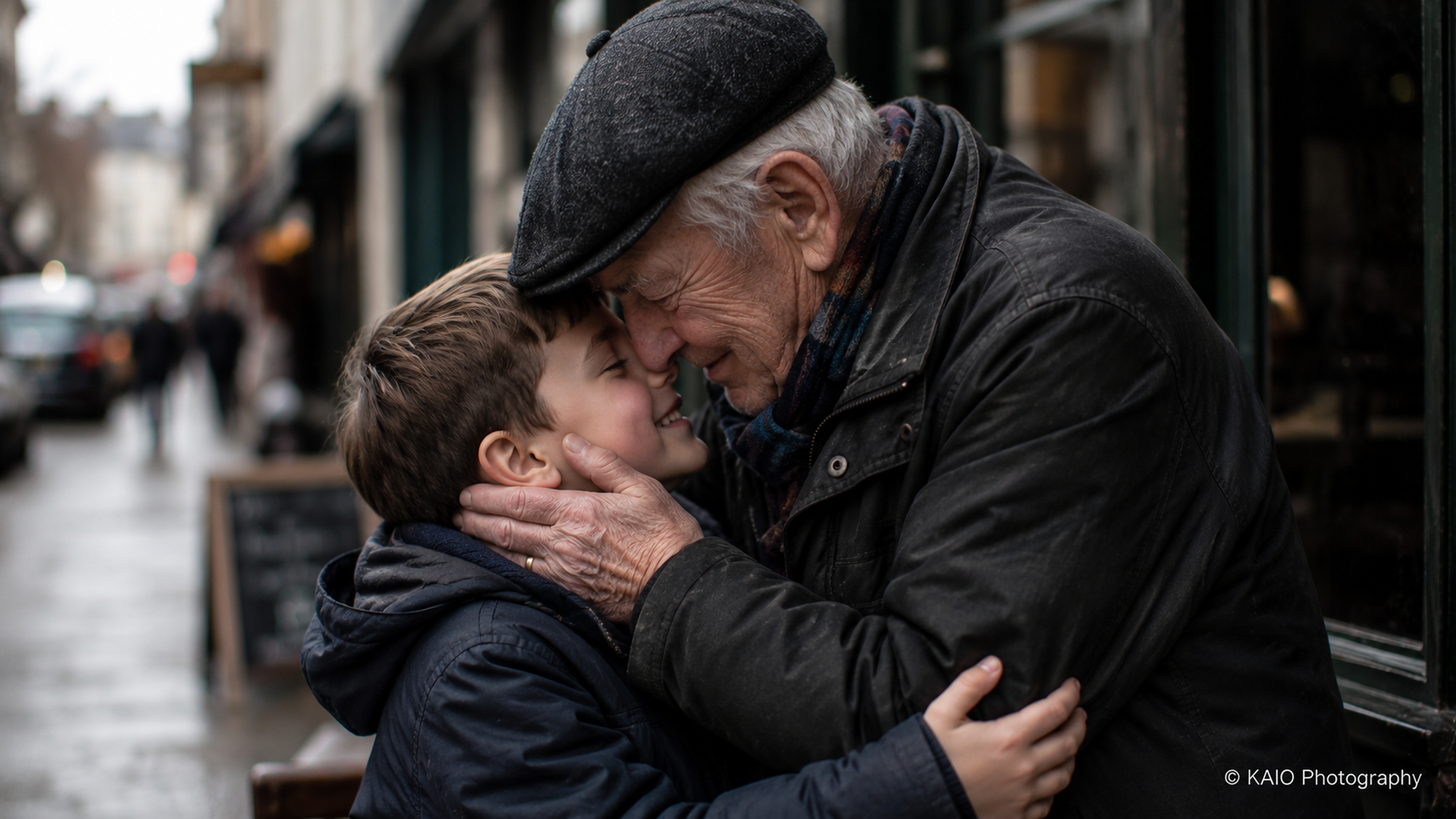 Grandfather holding his grandson